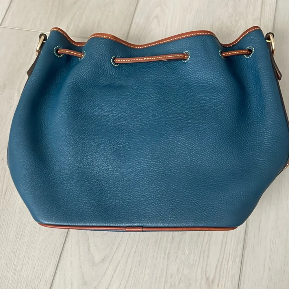 Dooney & Bourke Teal Pebble Leather Drawstring Shoulder Bag and Wallet